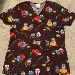 Thanksgiving inspired scrub top
